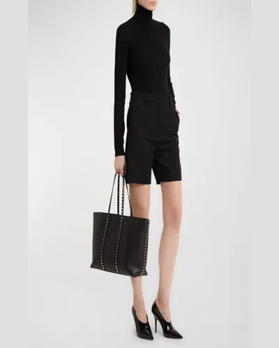 Valentino Women's Caramel Leather Medium Rockstud Shopping Bag In Selleria