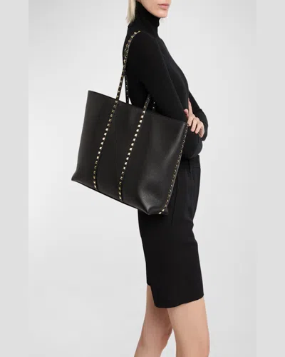 Valentino Women's Caramel Leather Medium Rockstud Shopping Bag In Selleria