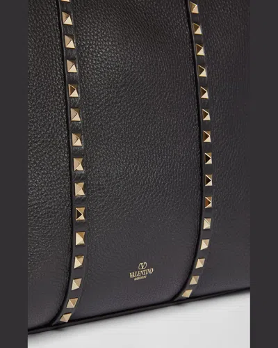 Valentino Women's Caramel Leather Medium Rockstud Shopping Bag In Selleria