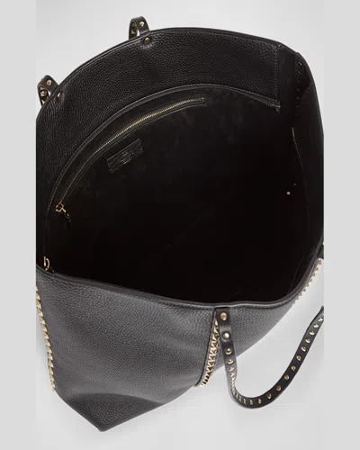 Valentino Women's Caramel Leather Medium Rockstud Shopping Bag In Selleria