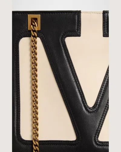 Valentino Viva Superstar Small Two-tone Leather Shoulder Bag In Butter White Nero