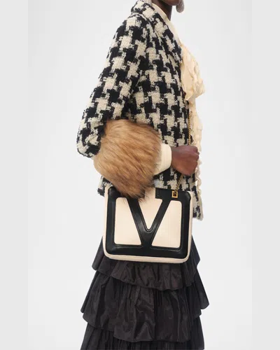 Valentino Viva Superstar Small Two-tone Leather Shoulder Bag In Butter White Nero