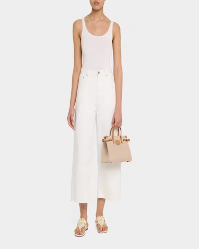 Valentino Small Antibes Canvas Top Handle Bag In Naturale Tobacco