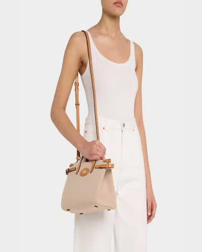 Valentino Small Antibes Canvas Top Handle Bag In Naturale Tobacco