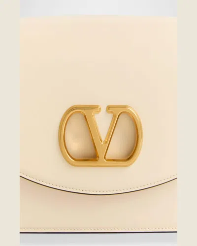 Valentino Borsa A Spalla Piccola In Pelle Butter White Con Tracolla A Catena In Butter White