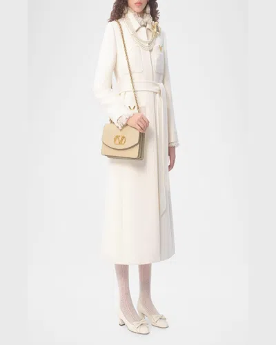 Valentino Borsa A Spalla Piccola In Pelle Butter White Con Tracolla A Catena In Butter White