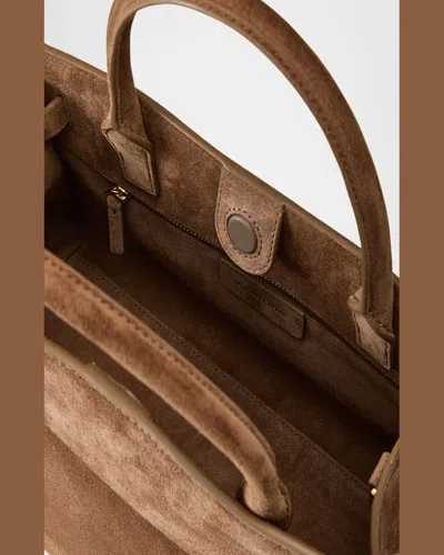 Veronica Beard Dash Belted Suede Top-handle Bag In Bark
