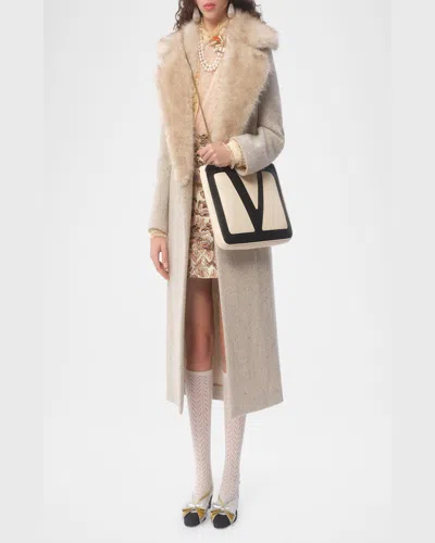 Valentino Medium Viva Superstar Leather Tote Bag In White