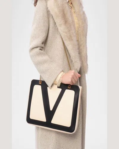 Valentino Medium Viva Superstar Leather Tote Bag In White