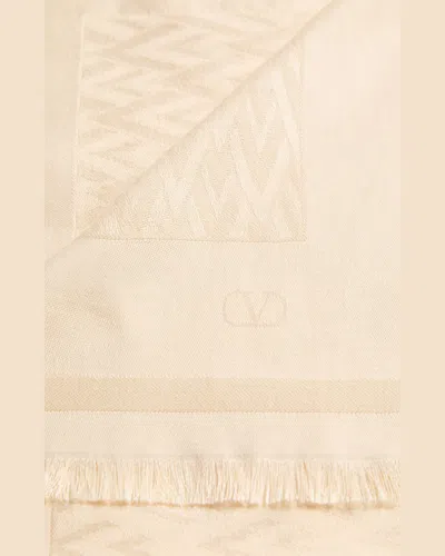 Valentino Toute La V Logo Jacquard Shawl In 581 Burro