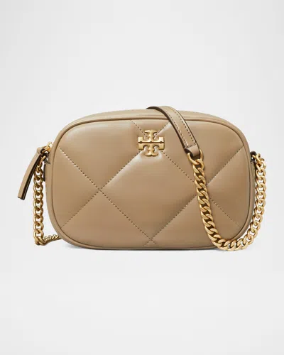 Tory Burch Kira Diamond-quilted Leather Crossbody Bag In Taupe Oak