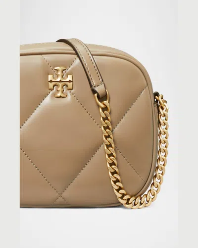 Tory Burch Kira Diamond-quilted Leather Crossbody Bag In Taupe Oak