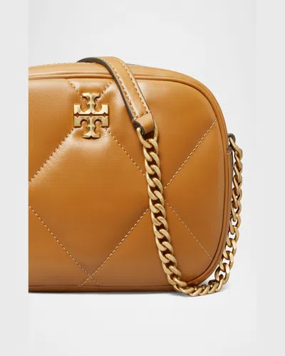 Tory Burch Kira Diamond-quilted Leather Crossbody Bag In Taupe Oak