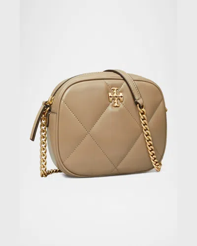 Tory Burch Kira Diamond-quilted Leather Crossbody Bag In Taupe Oak