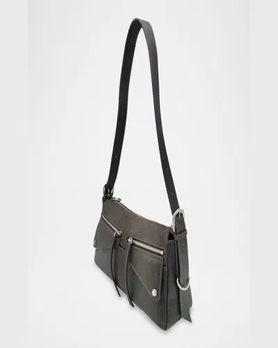 Oryany Moto Distressed Leather Shoulder Bag In Vintage Brown