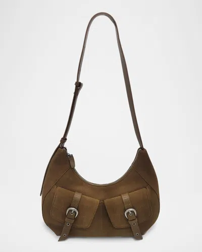 Oryany Rodeo Medium Suede Shoulder Bag In Camel Brown