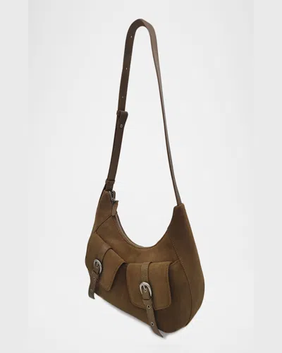 Oryany Rodeo Medium Suede Shoulder Bag In Camel Brown