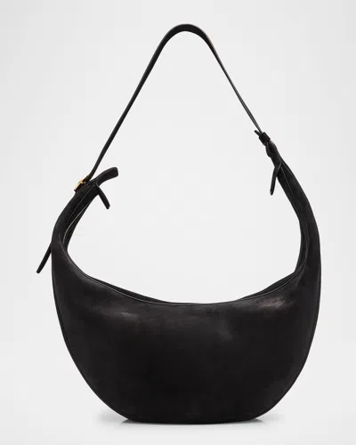 Khaite Augustina Small Textured-leather Shoulder Bag In Black