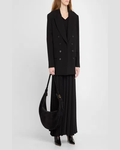 Khaite Augustina Small Textured-leather Shoulder Bag In Black