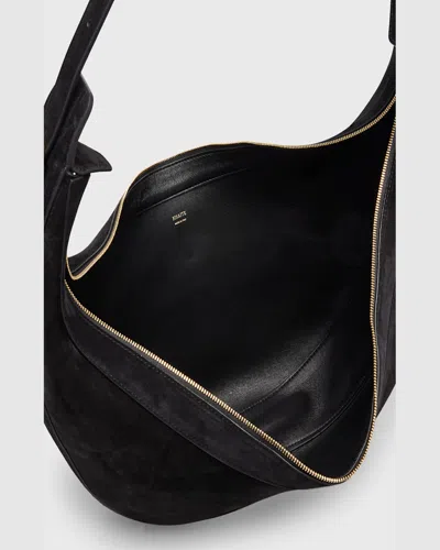 Khaite Augustina Small Textured-leather Shoulder Bag In Black