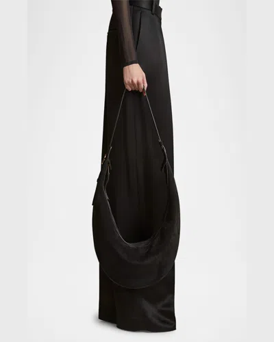 Khaite Augustina Small Textured-leather Shoulder Bag In Black