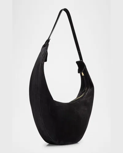 Khaite Augustina Small Textured-leather Shoulder Bag In Black