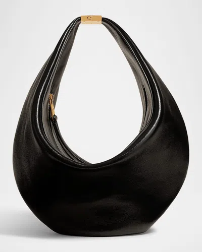 Khaite Olivia Small Leather Shoulder Bag In Black