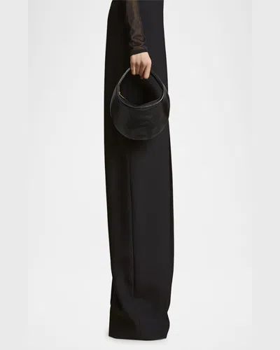 Khaite Olivia Small Leather Shoulder Bag In Black