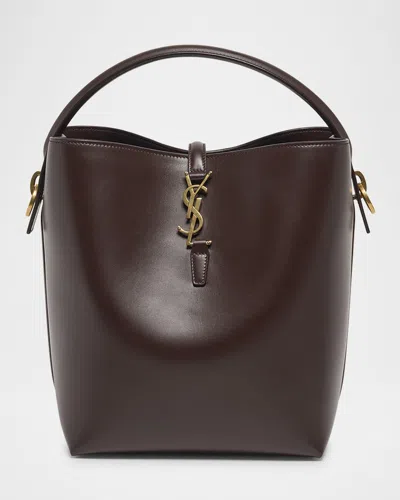Saint Laurent Le 37 Ysl Bucket Bag In Smooth Leather In Dark Sweet Choco
