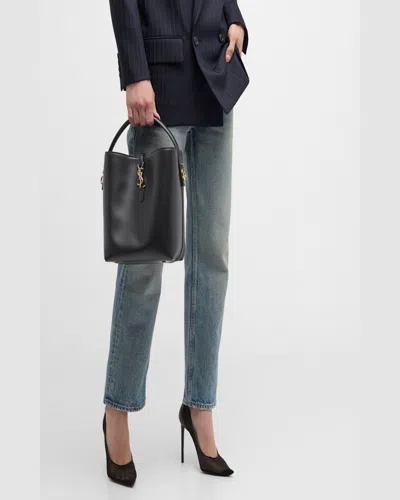 Saint Laurent Le 37 Ysl Bucket Bag In Smooth Leather In Dark Sweet Choco