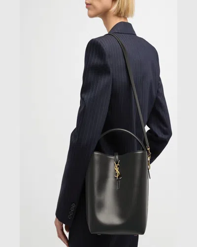 Saint Laurent Le 37 Ysl Bucket Bag In Smooth Leather In Dark Sweet Choco