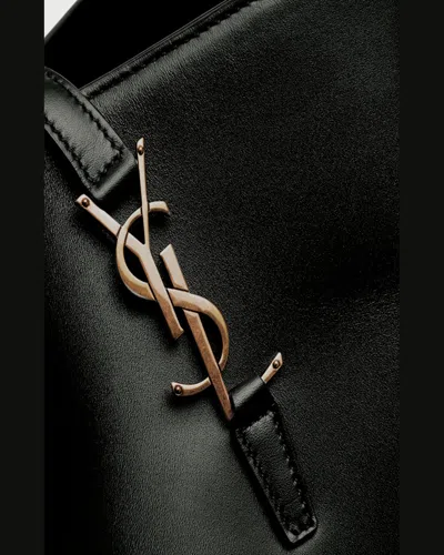 Saint Laurent Le 37 Ysl Bucket Bag In Smooth Leather In Dark Sweet Choco