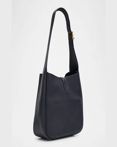 Saint Laurent Le 5 A 7 Ysl Small Hobo In Smooth Supple Leather In Notte