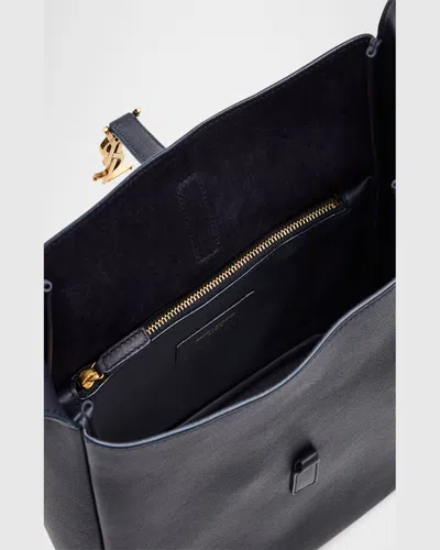 Saint Laurent Le 5 A 7 Ysl Small Hobo In Smooth Supple Leather In Notte