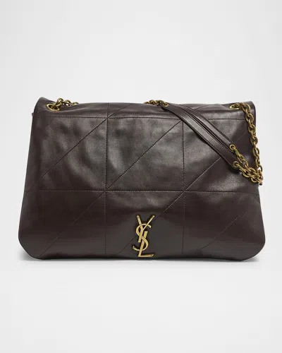 Saint Laurent Jamie 4.3 Maxi Ysl Shoulder Bag In Smooth Leather In Dark Sweet Chocolate