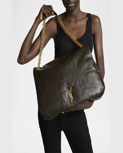 Saint Laurent Jamie 4.3 Maxi Ysl Shoulder Bag In Smooth Leather In Dark Sweet Chocolate