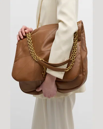 Saint Laurent Jamie 4.3 Maxi Ysl Shoulder Bag In Smooth Leather In Dark Sweet Chocolate