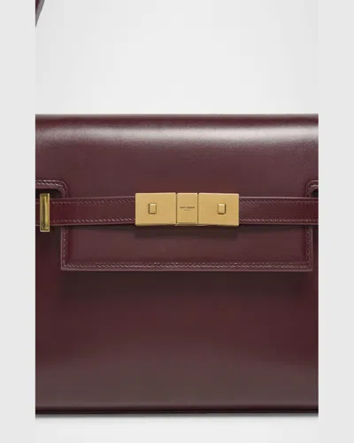 Saint Laurent Manhattan Small Shoulder Bag In Smooth Leather In Rouge Cabernet