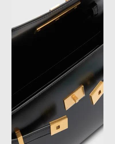 Saint Laurent Manhattan Small Shoulder Bag In Smooth Leather In Rouge Cabernet