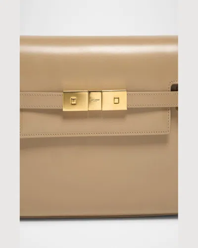 Saint Laurent Manhattan Small Shoulder Bag In Smooth Leather In Dark Toffee