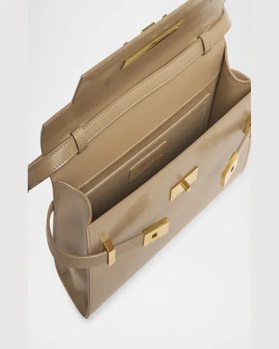 Saint Laurent Manhattan Small Shoulder Bag In Smooth Leather In Dark Toffee