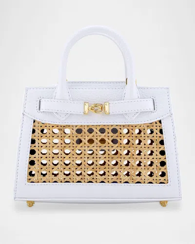 Tyler Ellis Winnie Mini Rattan & Leather Top-handle Bag In Marshmallow Natural