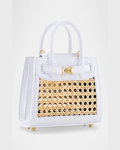 Tyler Ellis Winnie Mini Rattan & Leather Top-handle Bag In Marshmallow Natural