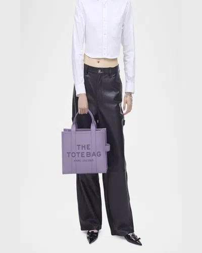 Marc Jacobs The Leather Medium Tote Bag In Lilac