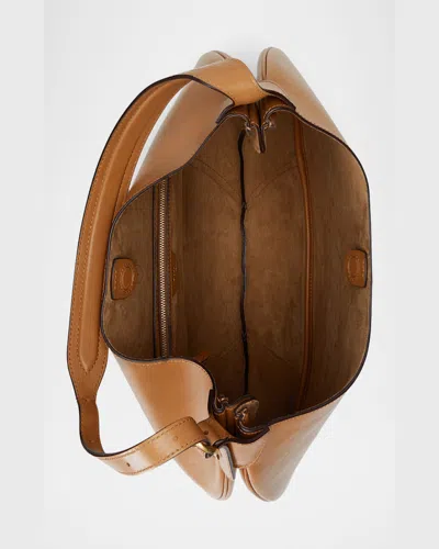 Polo Ralph Lauren Polo Id Large Calfskin Shoulder Bag In Tan