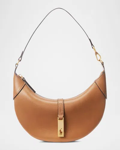 Polo Ralph Lauren Mini Sport Calf Leather Shoulder Bag In Tan