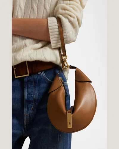 Polo Ralph Lauren Mini Sport Calf Leather Shoulder Bag In Tan