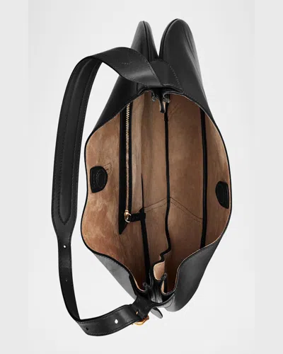 Polo Ralph Lauren Polo Id Large Calfskin Shoulder Bag In Black