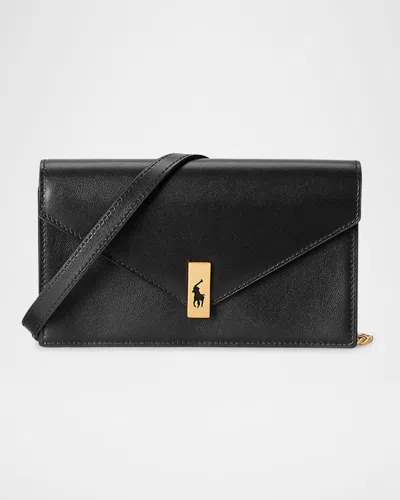 Polo Ralph Lauren Sport Calf Leather Chain Wallet In Black