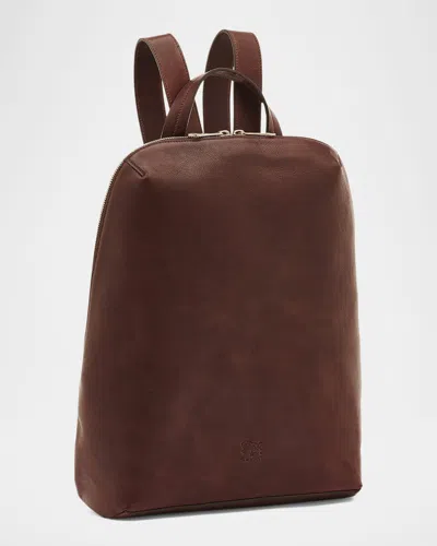 Il Bisonte Duccio Zip Calf Leather Backpack In Caffe
